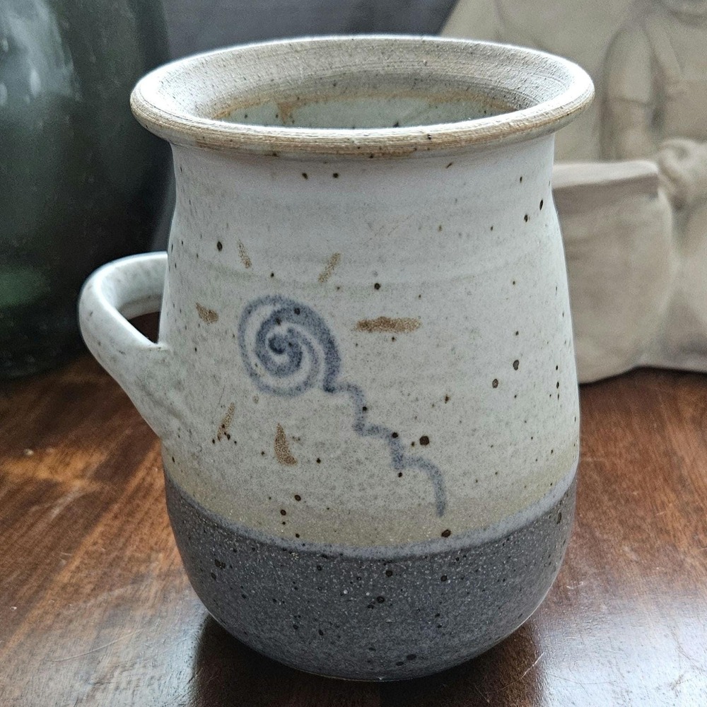 Handmade Studio Pottery Mug Art Coffee Tea Cup‎ Ceramic Swirl Design